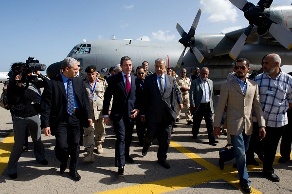 NATO Secretary General Anders Fogh Rasmussen arrives in Tripoli